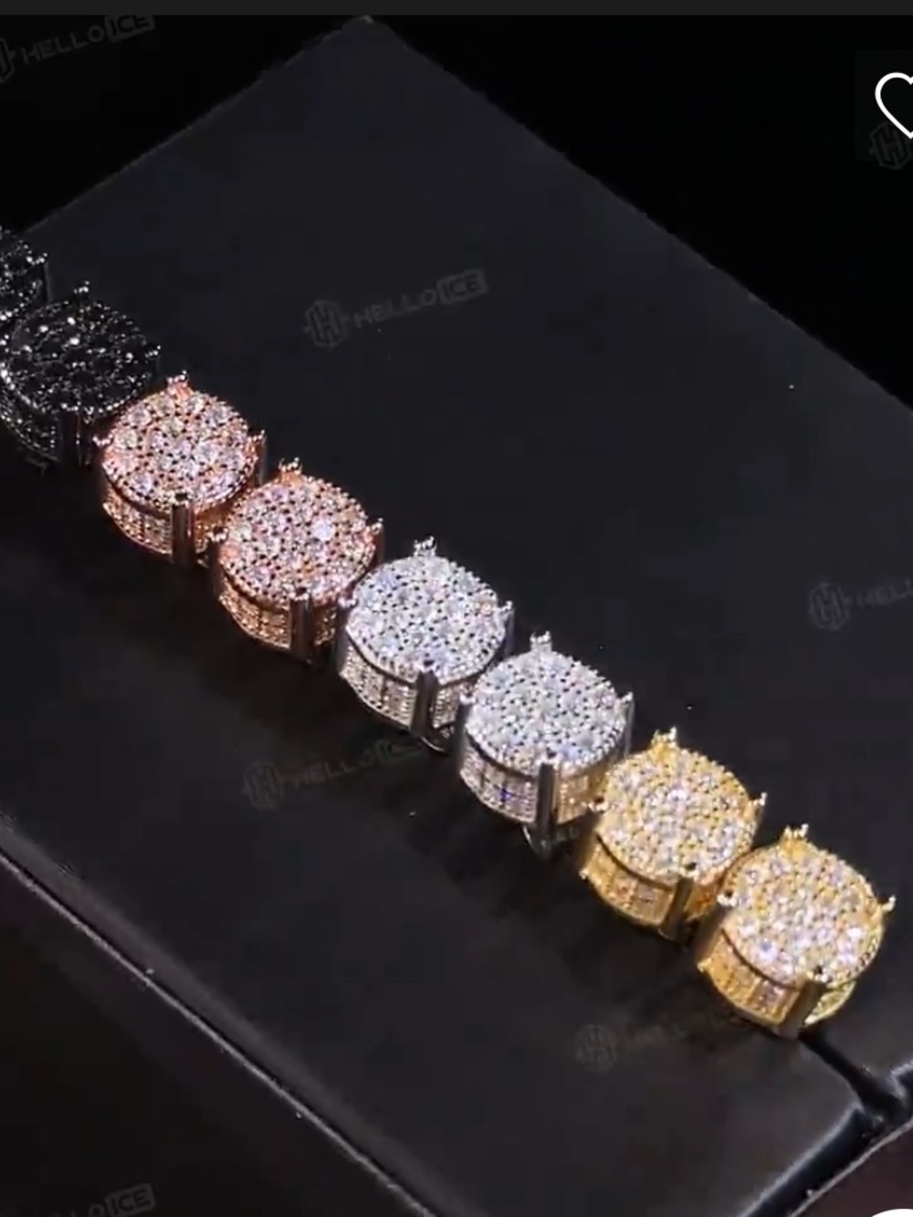 Gold Plated Round Pavé Stud Earrings with Clear CZ’s. New. - Picture 6 of 11